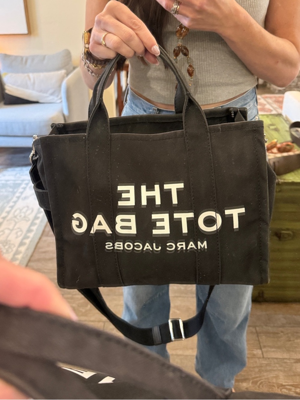 Marc Jacobs Black 'The Tote Bag' Medium Canvas Tote - Picture 8 of 8